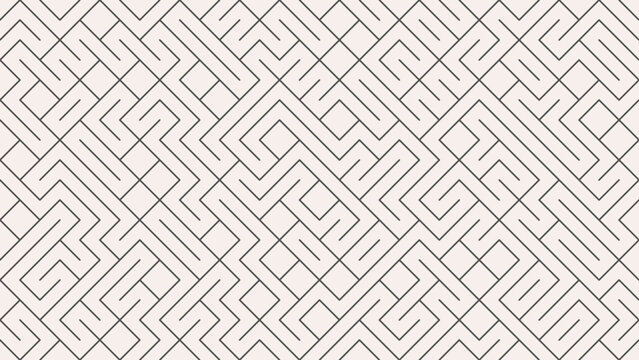 Seamless Geometric Line Pattern with Interlocking Squares and Zigzag Shapes, Modern Minimal Abstract Vector Background