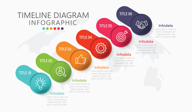 Infographic element design 6 step. Can be used for workflow layout, diagram, annual report, web design. Vector illustration. eps 10