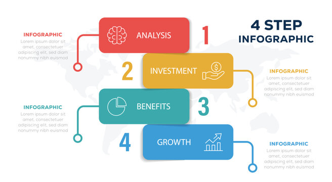 Modern Infographic Vector Template. Business data visualization. timeline concept with 4 step or option. Vector illustration.