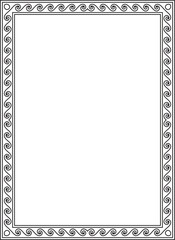 Vector black monochrome classic Greek square ornament. Rectangle of Ancient Greece and Roman Empire. Byzantine painting of walls, floors and ceilings. Decoration of European palaces.