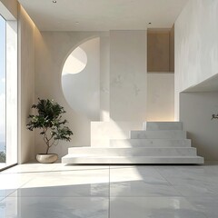 Minimalist Interior Design - White Stairs and Natural Light in Modern Home.
