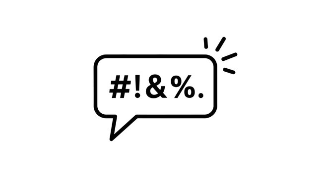 A speech bubble icon with symbols representing profanity or censored words.