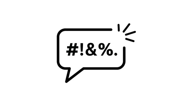 A speech bubble icon with censored profanity symbols inside, representing frustration or anger.