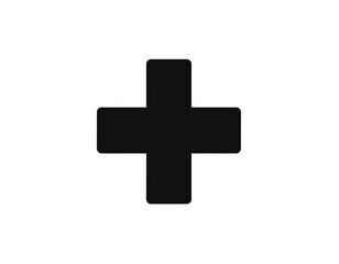 Obraz premium Black Plus Sign on White Background - Simple Addition Symbol.