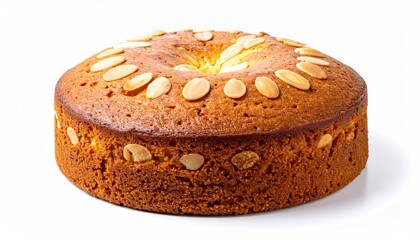 Delicious Almond Cake with a Golden Crust and Nutty Topping.