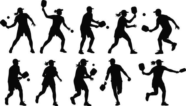 Dynamic Silhouettes of Pickleball Players in Action: Serving, Hitting, and Moving