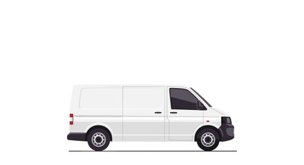 Fototapeta premium Minimalist white cargo van side view on white background
