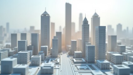 Fototapeta premium architectural model of a modern city with detailed high rise buildings urban planning miniature skyline representation contemporary design scene