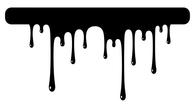 Black dripping paint silhouette on white background