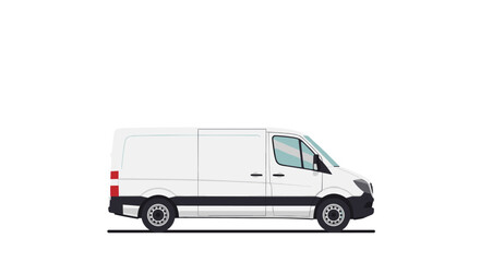 White delivery van side view on minimalist background for logistics themes
