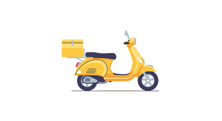 Obraz premium Yellow delivery scooter with cargo box in minimalist style