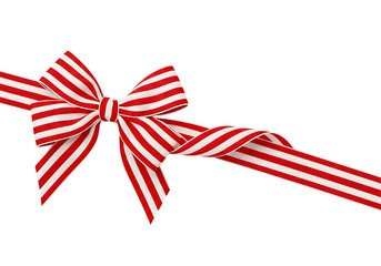 Fototapeta premium Red and white striped bow isolated on transparent background
