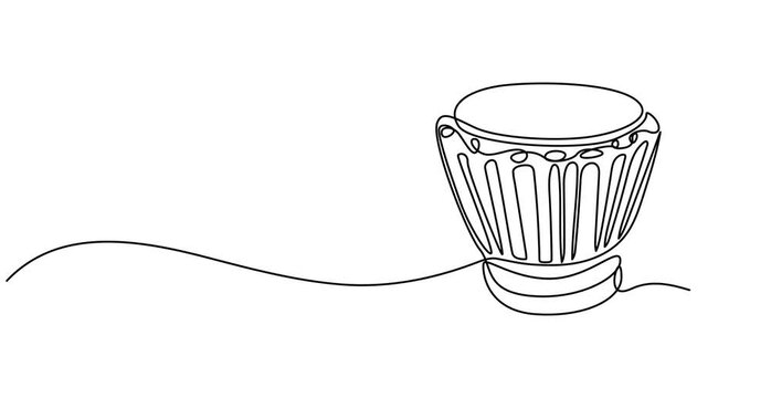 Animated self drawing of continuous line drawing of Snare Drum Tamtam vector icon. Musical instrument single line for decoration, design, invitation jazz festival, music shop,