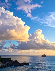 Coastal Serenity - A Tranquil Ocean View at Sunset.