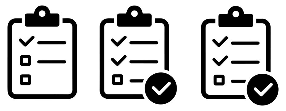 clipboard checklist icons set