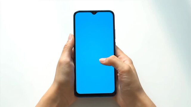 Hands holding smartphone with blank screen for digital communication
