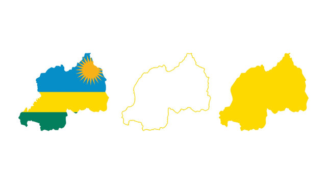 set of Rwanda map isolated on white background