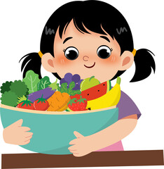 Kid with healthy food