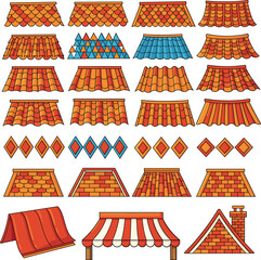 Extensive collection of professional vector roof tile patterns shingles and architectural coverings for building design।