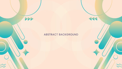 Abstract geometric background featuring soft cream and teal color palette, modern shapes, clean lines
