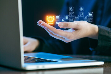 Fototapeta premium Technology transforms daily tasks with AI applications in modern workplaces across various sectors
