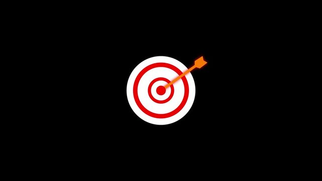 Success concept arrow hitting bullseye target center.  Sport and targeted success motivation theme. Business goal concept. 4K Video.
