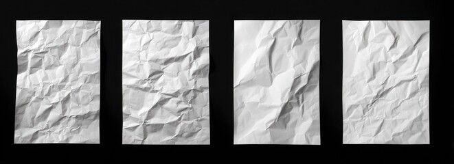 Four crumpled white paper sheets on.