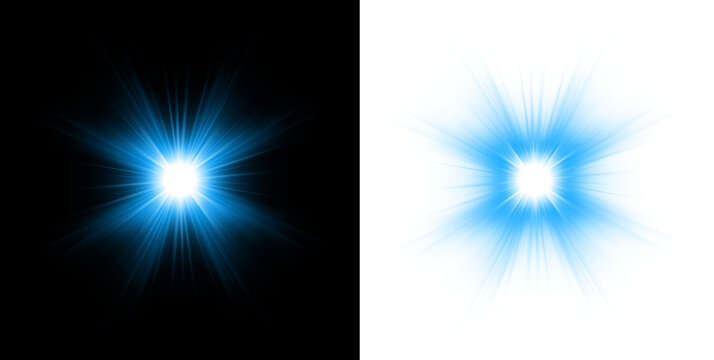 Bright Blue Light Burst Rays Radiating from Center