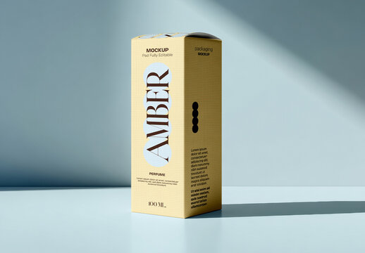 Perfume Packaging Box Mockup with Soft Natural Light