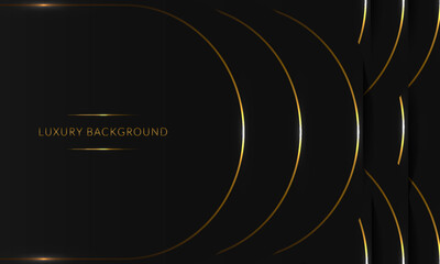 Black Premium background with luxury polygonal pattern and gold lines. Low gradient shapes luxury gold lines vector.
