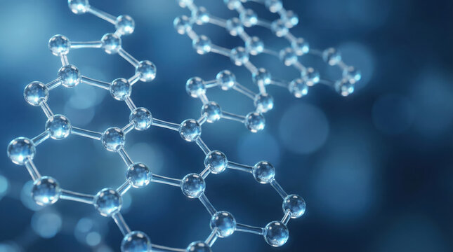 Close-up view generic a molecule structure in nanotechnology generic the discovery generic advanced materials against a blue background
