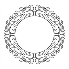 Circular Ornamental Border Design, Intricate Pattern, Monoline Outline, Copy Space