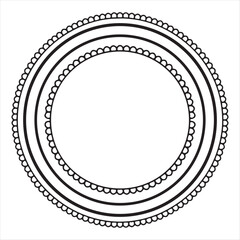 Concentric Circles with Scalloped Edges and Stripes - Black and White Vector Graphic