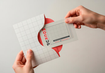 Card with Envelope Holding Hands Mockup