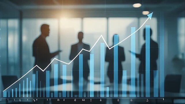 Business growth chart graph with upward arrow showing economic increase and positive financial trend