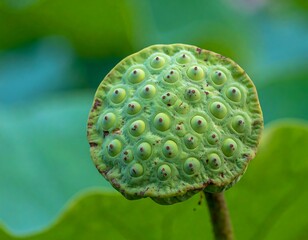 Lotus Seed Head Close-Up - A Study in Green and Texture.