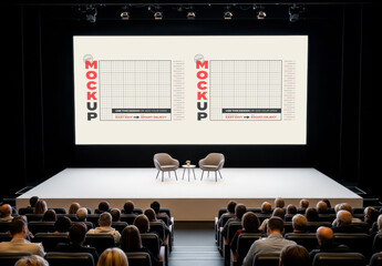 Conference Screen with Audience Mockup