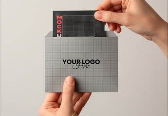 Hand Taking out Card from Envelope Mockup