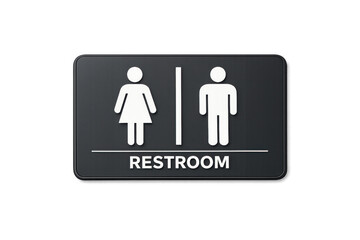 Naklejka premium Modern restroom sign with gender symbols for men and women on a black background