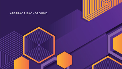 Abstract geometric background featuring a modern combination of purple and orange colors, with dynamic lines, shapes, and futuristic