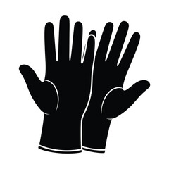 Obraz premium A pair of black work gloves with white trim shown from the front isolated on a transparent background