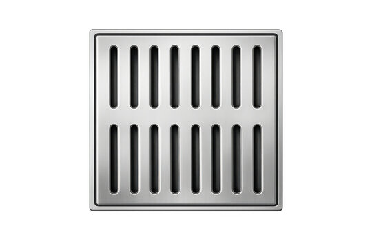 Modern stainless steel shower drain grate with clean lines and a sleek metallic finish
