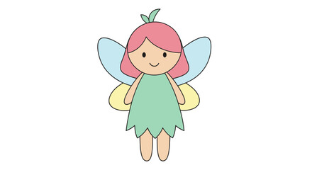 Enchanting Fairy Illustration: A whimsical illustration of a charming fairy with vibrant wings and a delightful smile. 