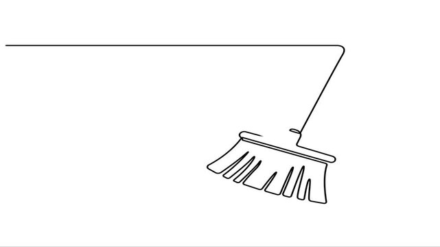Animated self drawing of  Continuous one line drawing of mop and bucket. Cleaning concept. Simple vector illustration, Single line draw design vector graphic illustration. Cleaning tools one line