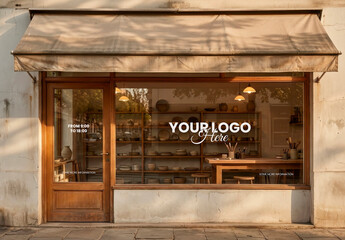 Store Front Window Door and Awning Mockup