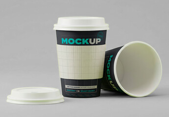 Takeaway Cups with Holder Mockup