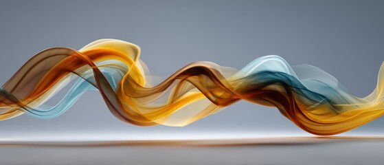 Obraz premium Elegant Abstract Flowing Waves of Colorful Translucent Fabric on a Grey Background