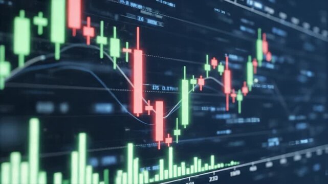 Financial chart stock market trading candlestick data analysis investment graph price volatility dynamic movement forex technology screen data driven pattern insight market cycle trend line breakout