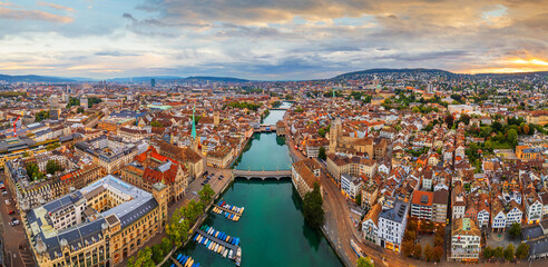 Zurich, Switzerland Old Town Skyline Over the Limmat River
