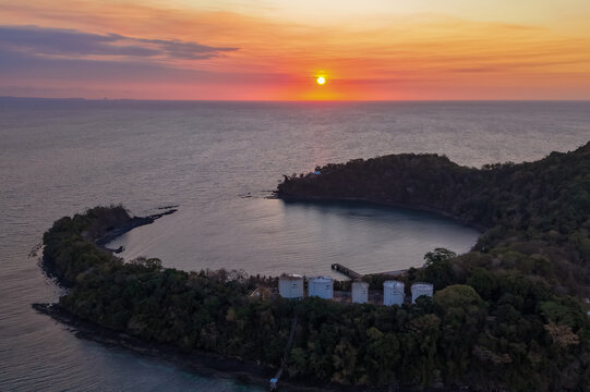 A photographic shot of the sunset over the Nosy Be crater near Dar es Salaam.Madagascar